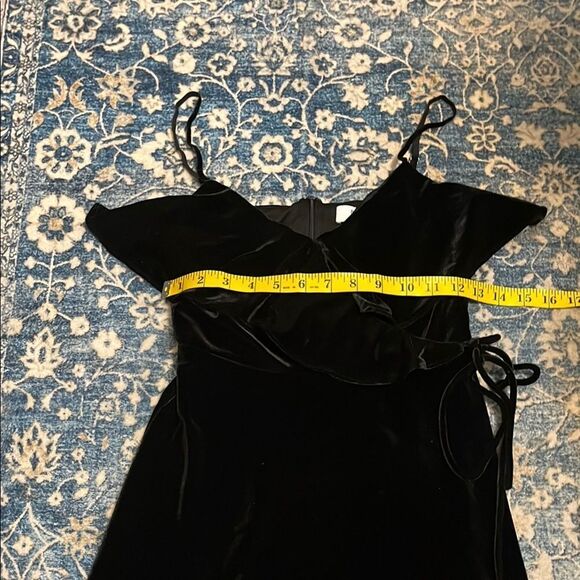 Bailey 44 Black Princess Velvet Ruffle Front Petite Dress Event Party Formal - Picture 11 of 16